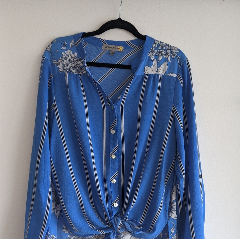 Blue patterned blouse